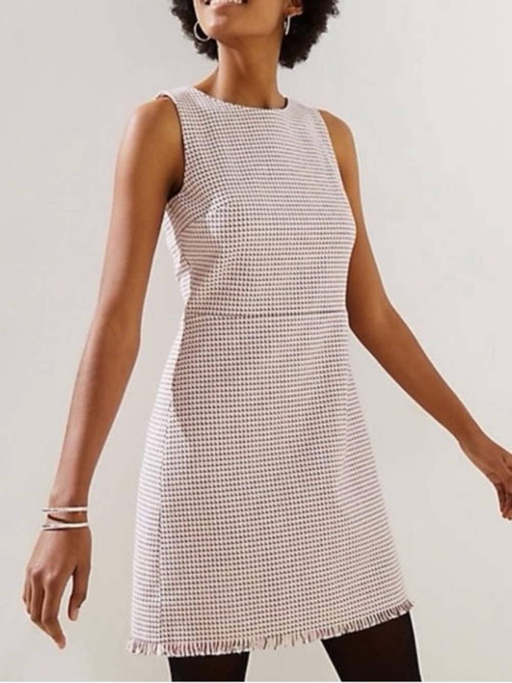 LOFT Pink Geometric Sleeveless Shift Dress (6)